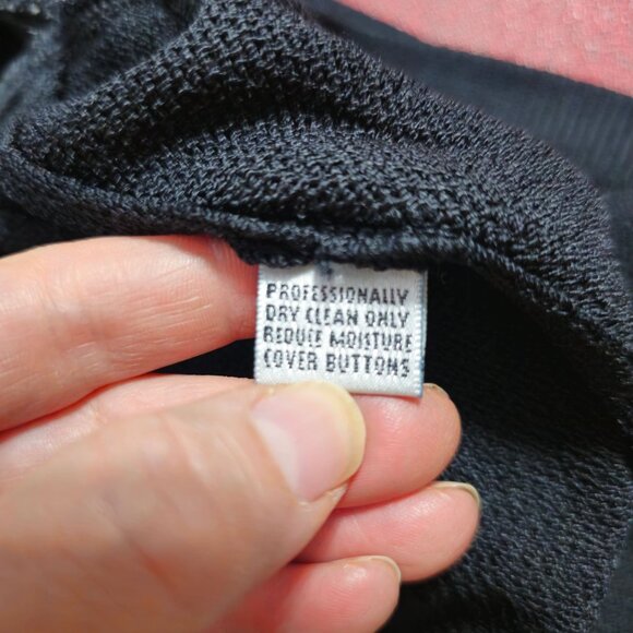 St. John Santana Knit Open Cardigan Sweater L Black Gold Button Quiet Luxury - Picture 9 of 9